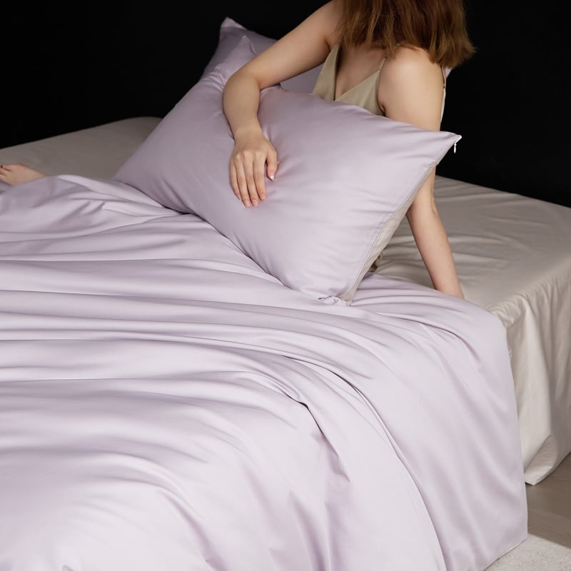 A-klasa Premium jednobojna navlaka za pokrivač od dugovlačne pamuka s 100 niti, satin pamuk, za jednokrevetni krevet, 3-dijelni set
