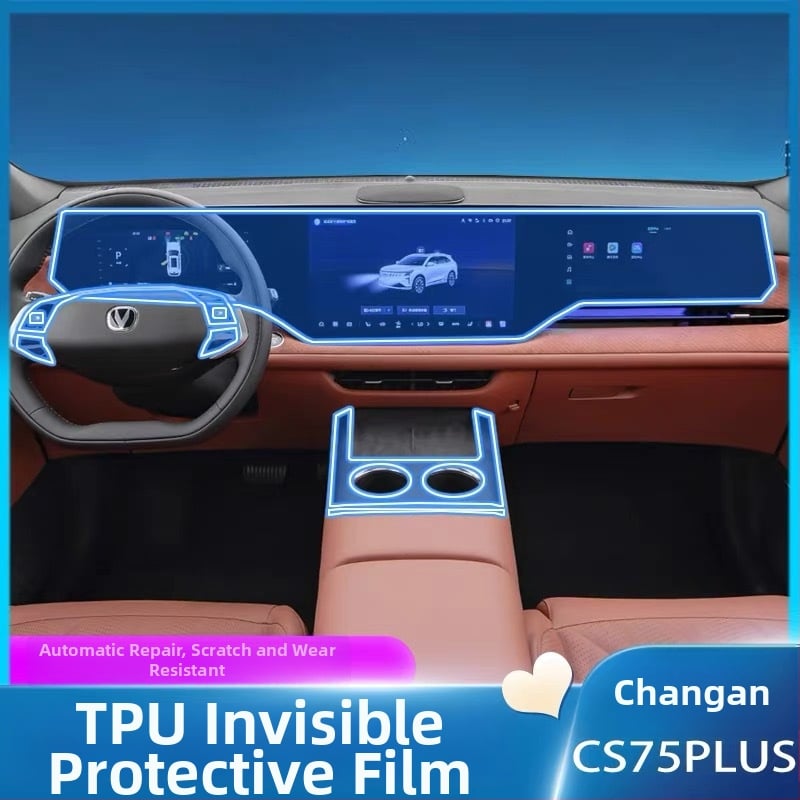 Sada interiérového ochranného filmu pre Changan CS75 Plus 4. generáciu – ochrana obrazovky a stredovej konzoly