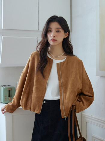 Japansko retro velur jakna sa zatvaračem, okrugli izrez, široki kroj, unisex, proljeće–jesen