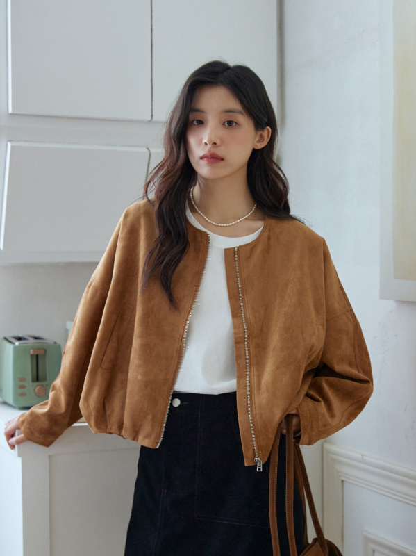 Japansko retro velur jakna sa zatvaračem, okrugli izrez, široki kroj, unisex, proljeće–jesen