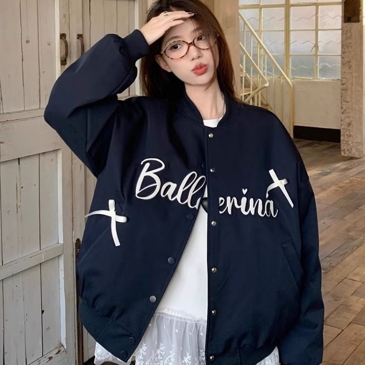 Ženska američka retro baseball jakna, proljeće–jesen, vrhunski dizajn, dvostruki sloj