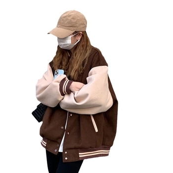 Ženska američka retro baseball jakna – lagana, široki kroj, jesen-zima, za manju figuru, studentski stil