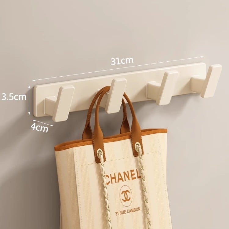 Držač za zid snažnim ljepilom, bez bušenja, za kuhinju i kupaonicu, vješalica za odjeću, aluminij Space, 3+ kuka, nosivost 3–5 kg