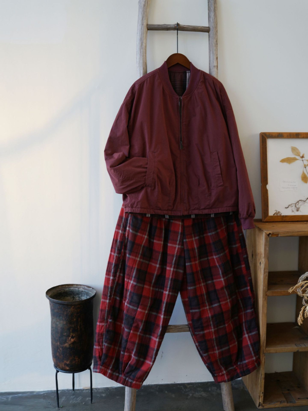 Originalna retro labava jednobojna pamuk jakna s bejzbolskim ovratnikom, prešivena, patchwork - W25346