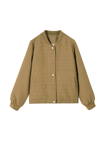 Kratka quiltirana bomber jakna s cvjetnim motivom, casual elegantan stil 23007