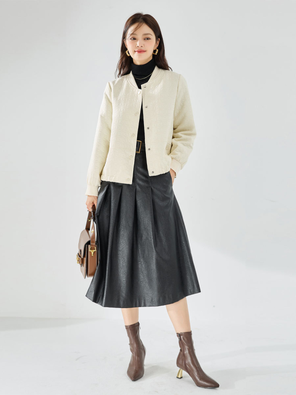 Kratka quiltirana bomber jakna s cvjetnim motivom, casual elegantan stil 23007