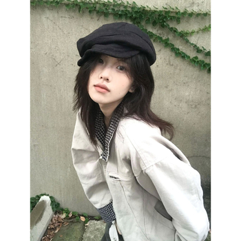 Ženska vintage hip-hop jakna s kariranim patchworkom, široka silueta, retro stil, baseball jakna za jesen