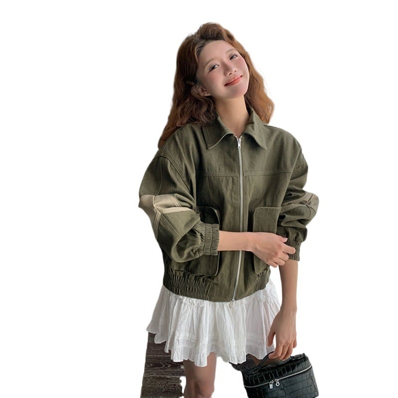Ženska jakna u američko-retro stilu, kratka casual jakna za proljeće i jesen, gradski ležerni stil
