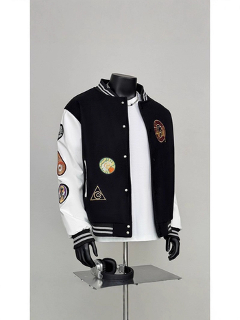 Uniszex hímzett patchwork baseball dzseki, őszi-téli, streetwear stílus