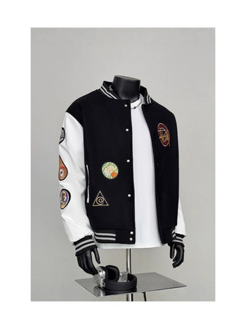 Uniszex hímzett patchwork baseball dzseki, őszi-téli, streetwear stílus