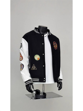 Uniszex hímzett patchwork baseball dzseki, őszi-téli, streetwear stílus