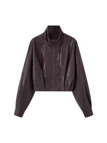 Ženska bomber jakna sa stojećim ovratnikom, zip, regular fit, kratka duljina, jednobojni poliester