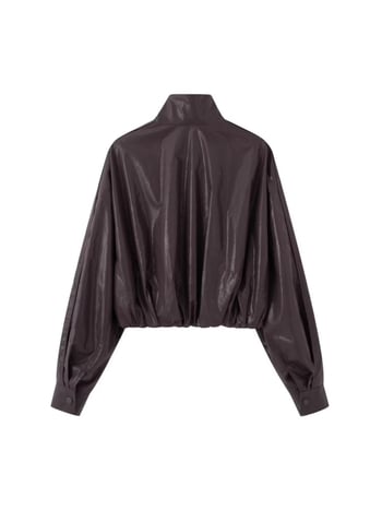 Ženska bomber jakna sa stojećim ovratnikom, zip, regular fit, kratka duljina, jednobojni poliester