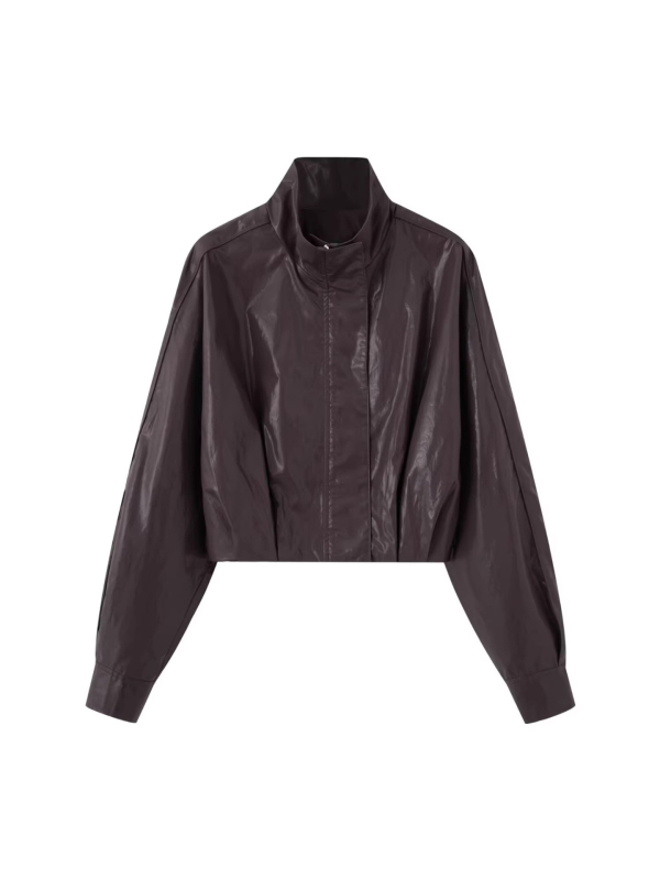 Ženska bomber jakna sa stojećim ovratnikom, zip, regular fit, kratka duljina, jednobojni poliester