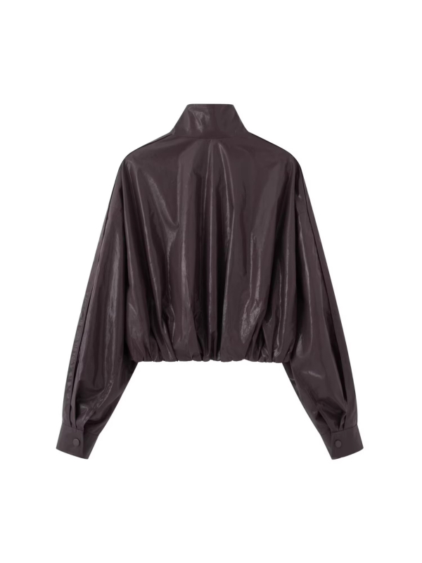 Ženska bomber jakna sa stojećim ovratnikom, zip, regular fit, kratka duljina, jednobojni poliester
