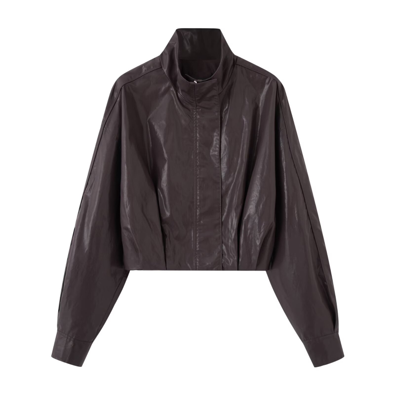Ženska bomber jakna sa stojećim ovratnikom, zip, regular fit, kratka duljina, jednobojni poliester