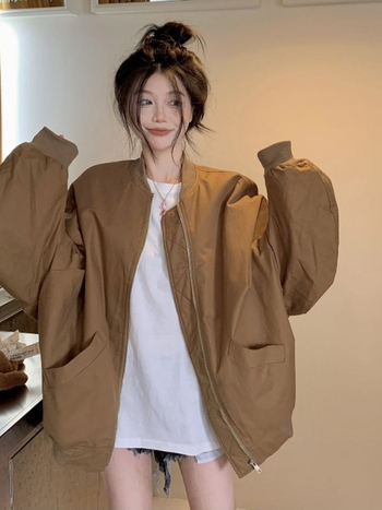 Ženska vintage baseball jakna za proljeće i jesen, nišni casual outerwear za jesen-zimu, dojam visoke kvalitete
