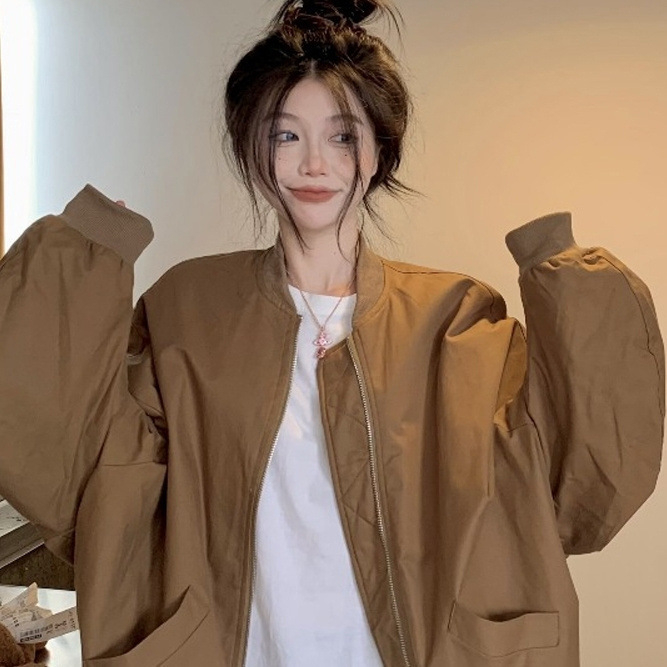 Ženska vintage baseball jakna za proljeće i jesen, nišni casual outerwear za jesen-zimu, dojam visoke kvalitete