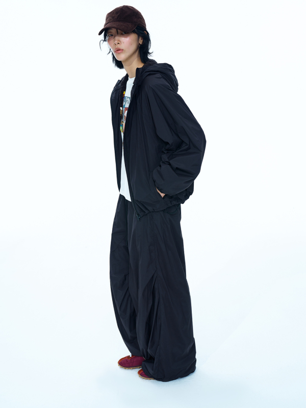 Lagana jakna od flisa s kapuljom, slobodan kroj, dugi rukavi, zatvarač, model V9875, street-hipster stil
