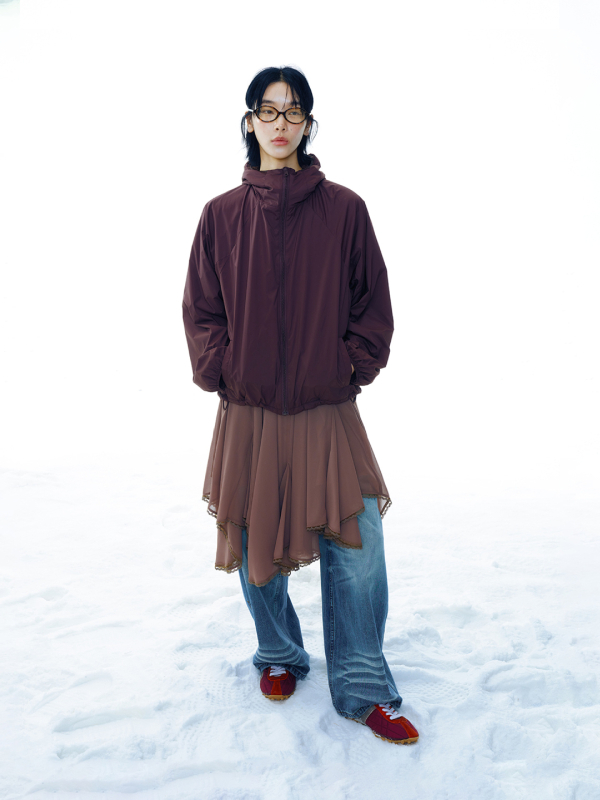 Lagana jakna od flisa s kapuljom, slobodan kroj, dugi rukavi, zatvarač, model V9875, street-hipster stil