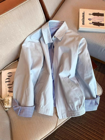 Ženska dvostrano karirana windbreaker jakna, francuskog stila, jesen-zima, casual