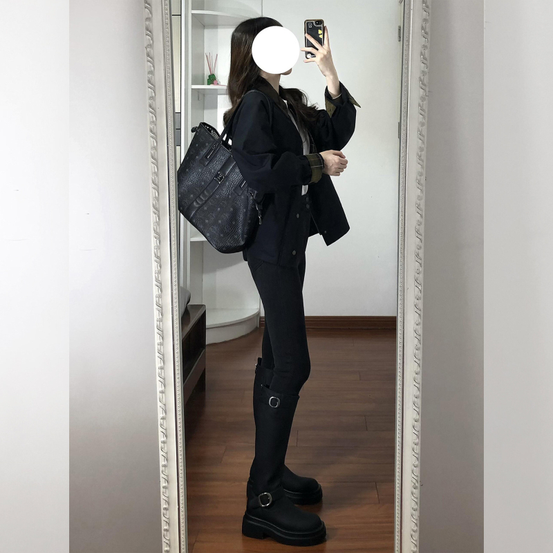 Ženska crna baseball jakna s polo ovratnikom, elegantan svakodnevni stil, jesen 2025