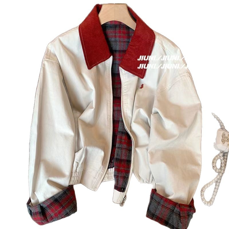 Američko retro sako s reverom, ležerni kroj, kratka jakna, vintage top
