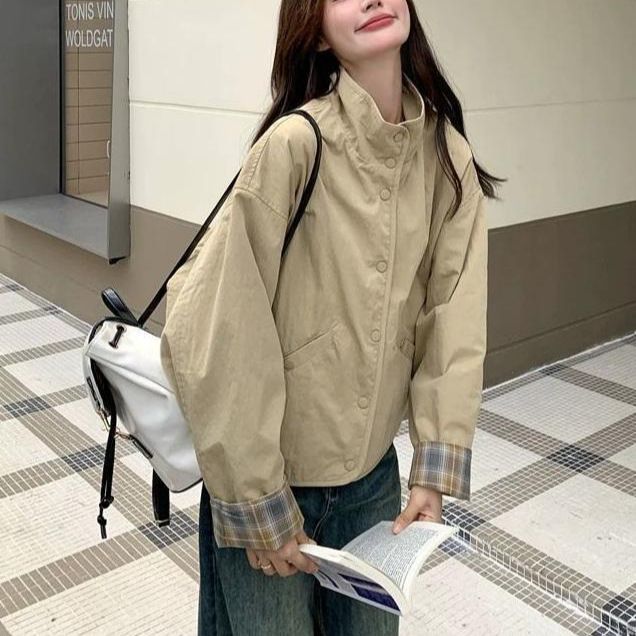 Ženska reverzibilna jakna za proljeće i jesen, širok kroj, udobna, kratki model, korejski stil