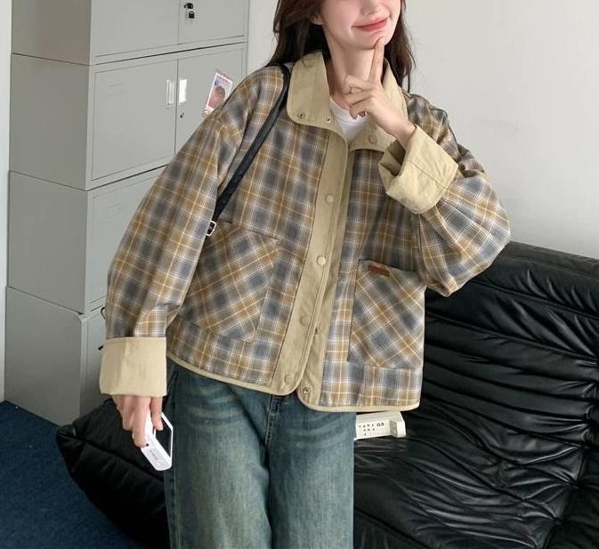 Ženska reverzibilna jakna za proljeće i jesen, širok kroj, udobna, kratki model, korejski stil