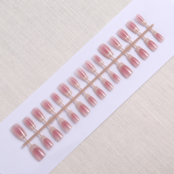 Francia stílusú blush cat-eye körömdíszítő matricák, 30 darab, különböző méretek; vastag előre gyártott műkörmök, kézzel készítve