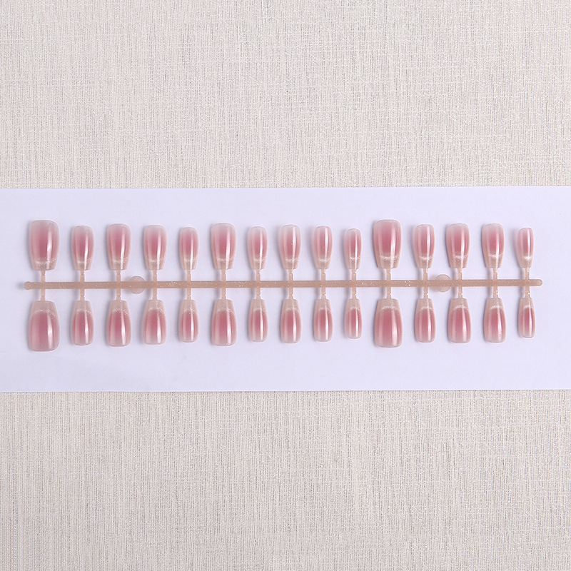 Francia stílusú blush cat-eye körömdíszítő matricák, 30 darab, különböző méretek; vastag előre gyártott műkörmök, kézzel készítve