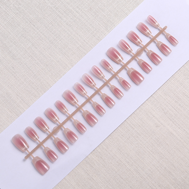 Francia stílusú blush cat-eye körömdíszítő matricák, 30 darab, különböző méretek; vastag előre gyártott műkörmök, kézzel készítve