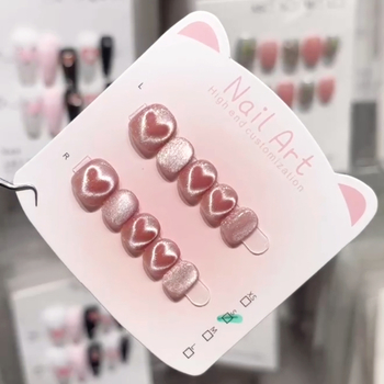 Gyerekeknek Cat-Eye manikűr – kézzel készített viselhető körmök, prémium megjelenés, levehető harapás elleni körmök, aranyos köröm matricák kislányoknak