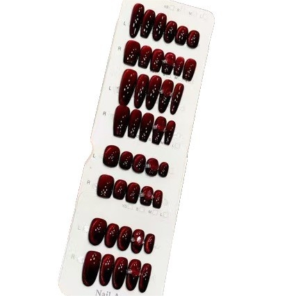 Endo Red Κόκκινο που φωτίζει την όψη – κομψές κοντές αποσπώμενες αυτοκόλλητες επιφάνειες νυχιών, Χριστουγεννιάτικη έκδοση