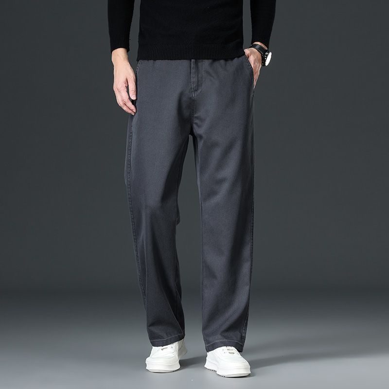 Pantaloni casual bărbați din Lyocell, croială dreaptă, largi, toamnă–iarna 2025, croială lejeră
