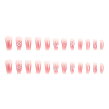 Viselhető műkörmök díszítő matricákkal: gradient blush, aurora pillangó dizájn