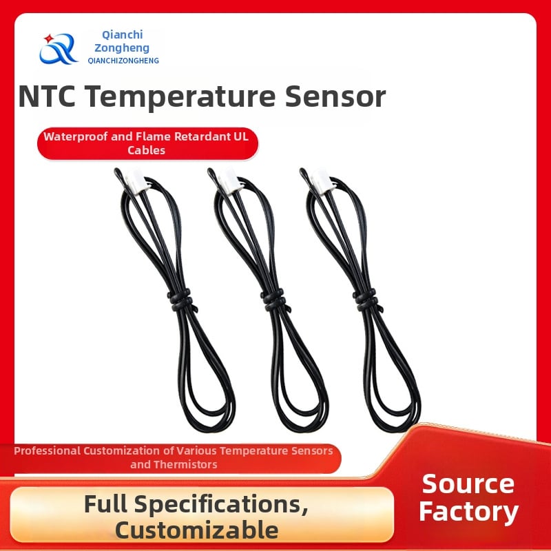 MF52D termistorski senzor za bateriju, zaštita temperature, PVC kabel crne boje, visoka otpornost na visoke temperature, mjerenje i upravljanje temperaturom