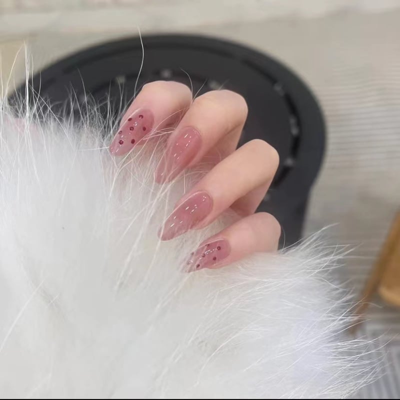 Kézzel készített üveg gyöngyök pöttyös mintával – körömdíszítő matrica géles manikűrhöz, Cat's Eye effektus, elegáns mindennapi stílus