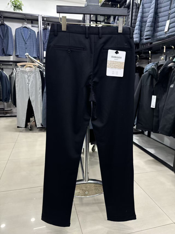 Haijia 328 Pantaloni de toamnă pentru bărbați, din amestec de lână, stil business casual, croială dreaptă, elastici, 3U251A