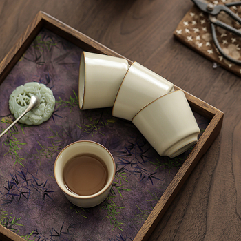 Porcelanska šalica za čaj Moon White, Ru kiln stil, mala osobna Gongfu šalica
