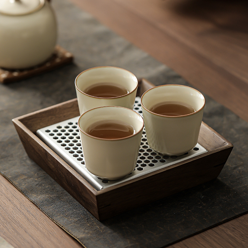 Porcelanska šalica za čaj Moon White, Ru kiln stil, mala osobna Gongfu šalica