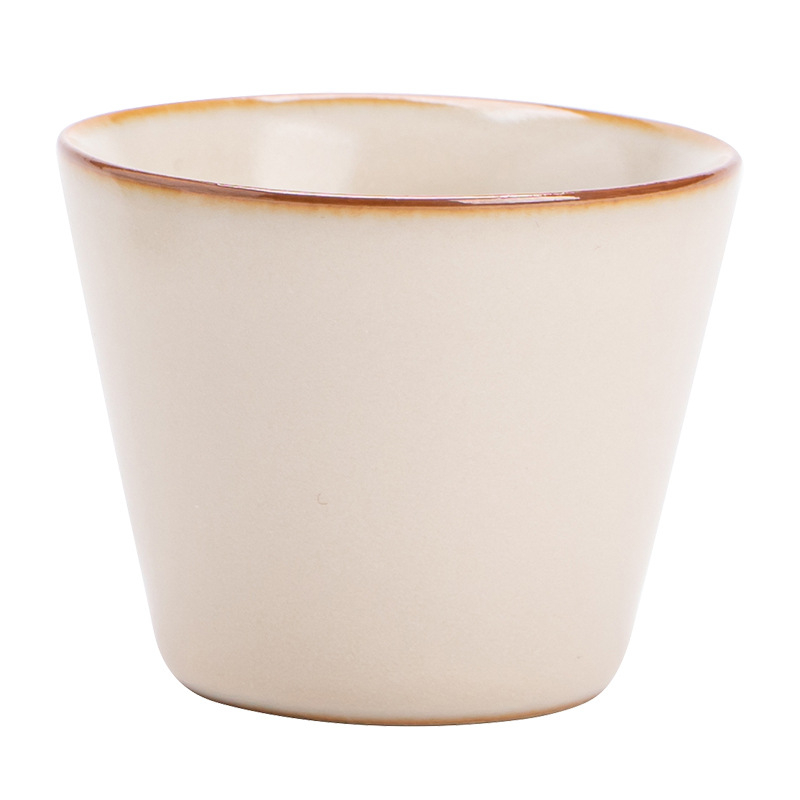 Bež Ru Kiln šalice s ravnim otvorom za tradicionalni čaj, porcelan s pukotinskom glazurom, mala čaša za kućnu uporabu