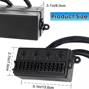 Cutie de siguranțe auto cu releu pe 4 canale și siguranțe pe 12 canale, cablaj în compartimentul motor, modul de control principal