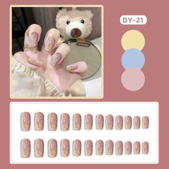 DY-21 Hosszú Cat Eye műkörmök UV-gél manikűrhöz, kézzel készített felhelyezhető körömhegyek és köröm matricák