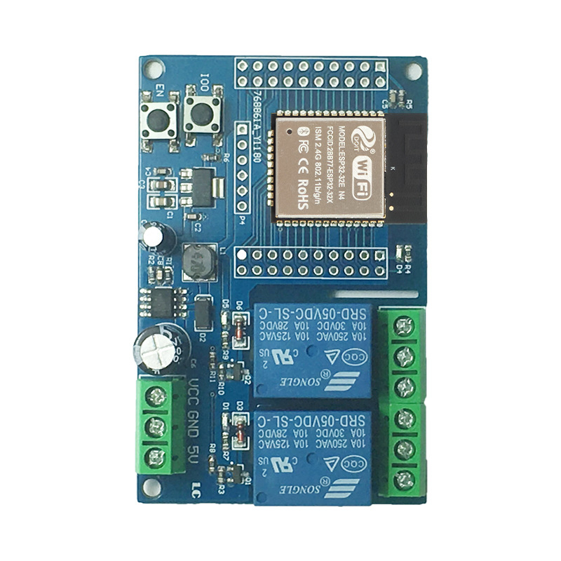 DC5-60V napajan dvokanalni Wi‑Fi rele modul s ESP32‑WROOM razvojnom pločom za sekundarni razvoj