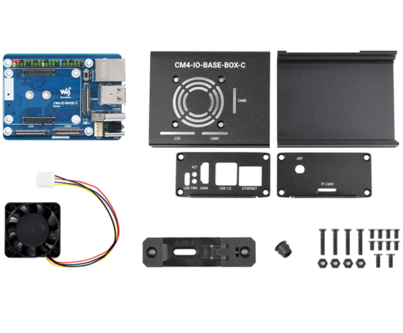 CM4-IO-BASE-BOX-C Raspberry Pi Compute Module Mini Host s ugrađenom Micro Snow IO pločom – HDMI 4K, Gigabit Ethernet, 40-pin GPIO, dvostruke MIPI-CSI kamere, LCD sučelje
