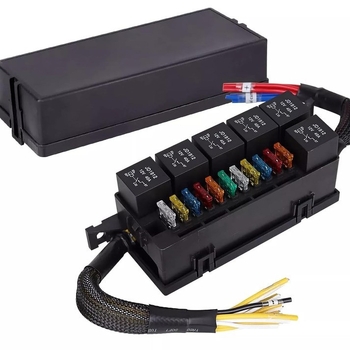 Cutie de siguranțe auto cu 6 relee și 11 siguranțe, modul principal de control pentru cablare în compartimentul motorului