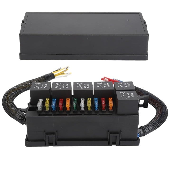 Cutie de siguranțe auto cu 6 relee și 11 siguranțe, modul principal de control pentru cablare în compartimentul motorului