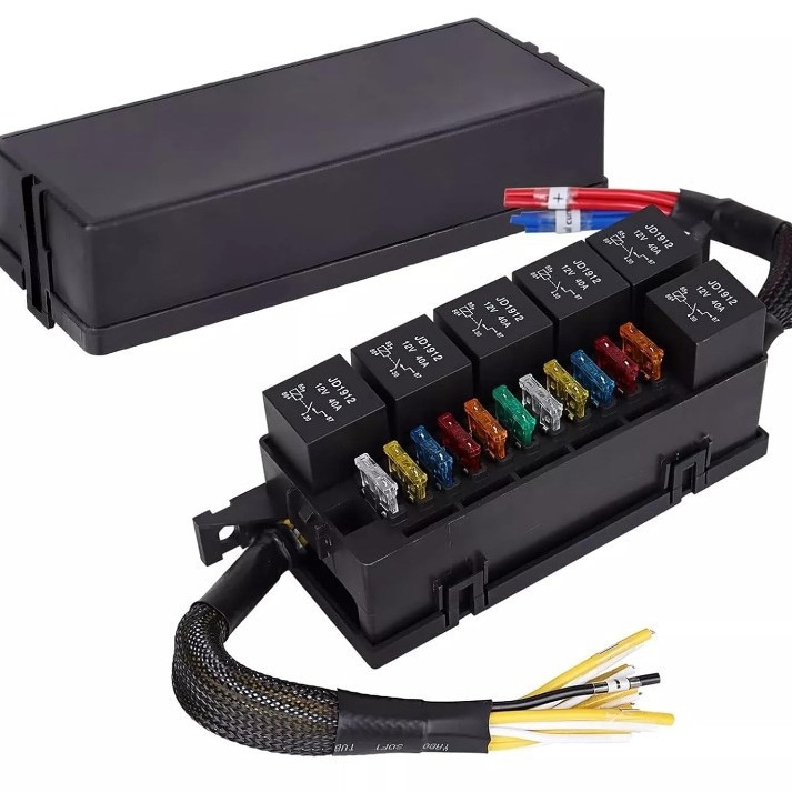 Cutie de siguranțe auto cu 6 relee și 11 siguranțe, modul principal de control pentru cablare în compartimentul motorului