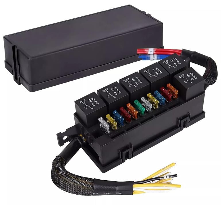 Cutie de siguranțe auto cu 6 relee și 11 siguranțe, modul principal de control pentru cablare în compartimentul motorului